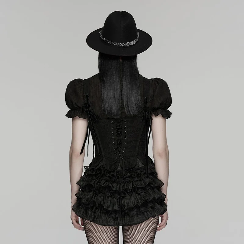 Gothic-Shorts für Damen, mehrlagig, gerüscht, gestuft