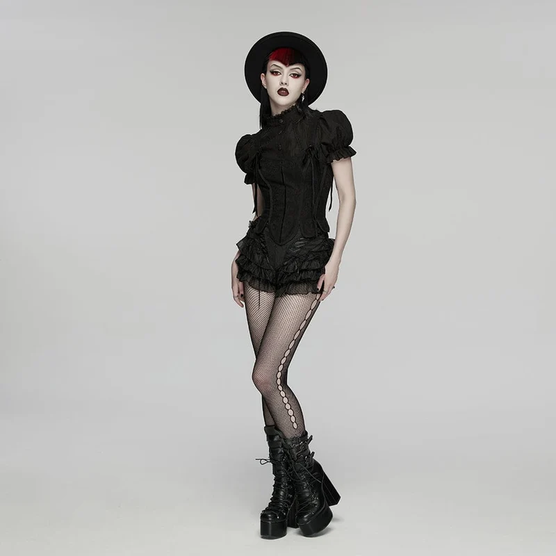 Gothic-Shorts für Damen, mehrlagig, gerüscht, gestuft