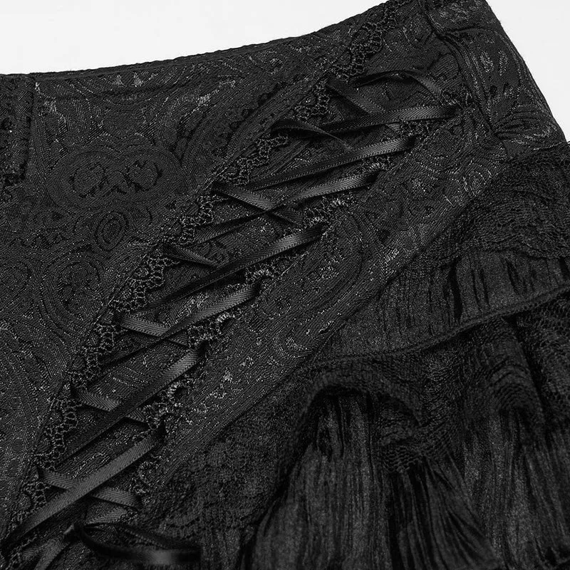 Gothic-Shorts für Damen, mehrlagig, gerüscht, gestuft