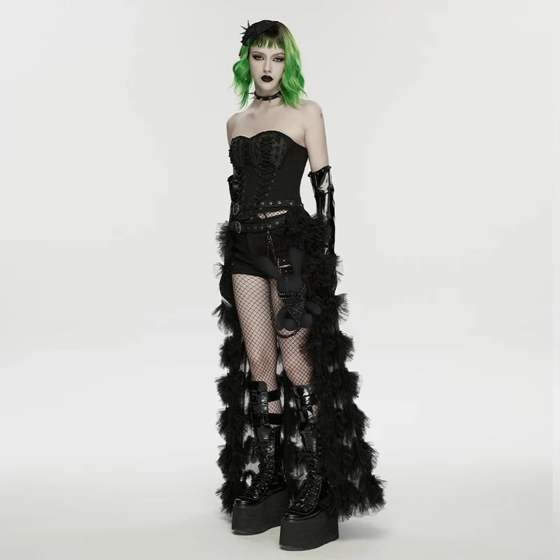 Punk-Puppe mit Nieten und Kettenmotiv für Damen, Schwarz