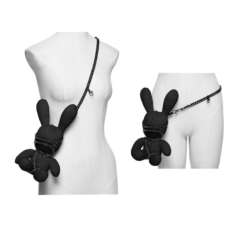 Punk-Puppe mit Nieten und Kettenmotiv für Damen, Schwarz