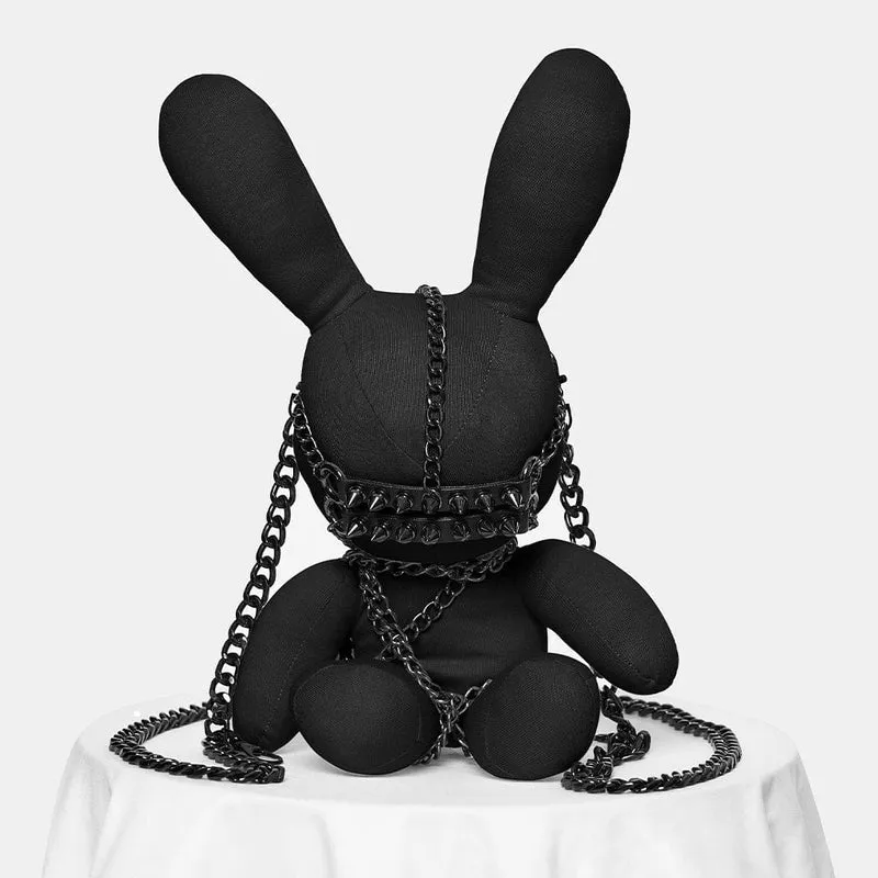 Punk-Puppe mit Nieten und Kettenmotiv für Damen, Schwarz