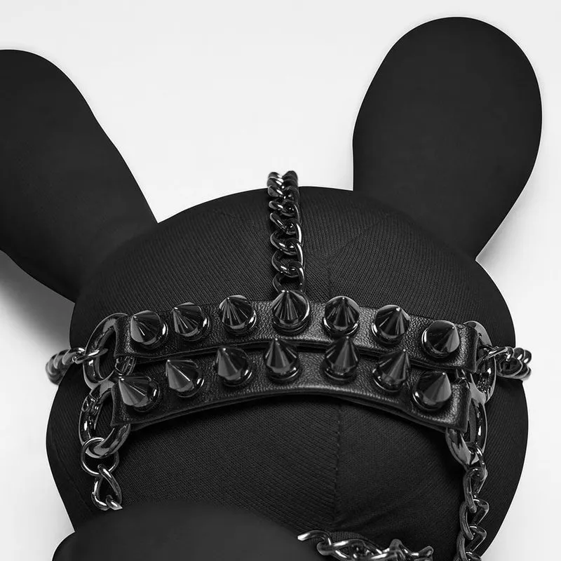 Punk-Puppe mit Nieten und Kettenmotiv für Damen, Schwarz