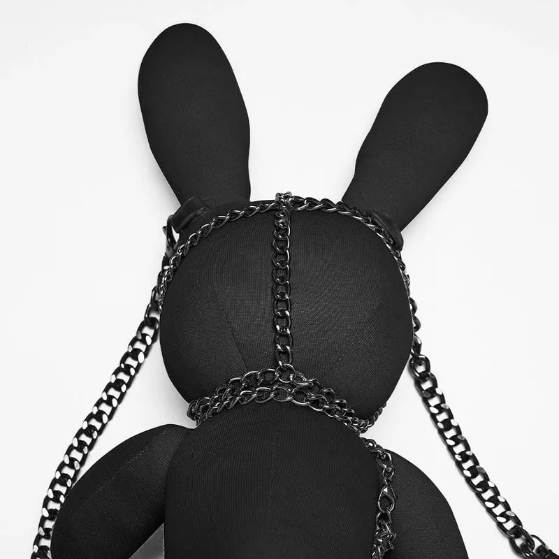 Punk-Puppe mit Nieten und Kettenmotiv für Damen, Schwarz