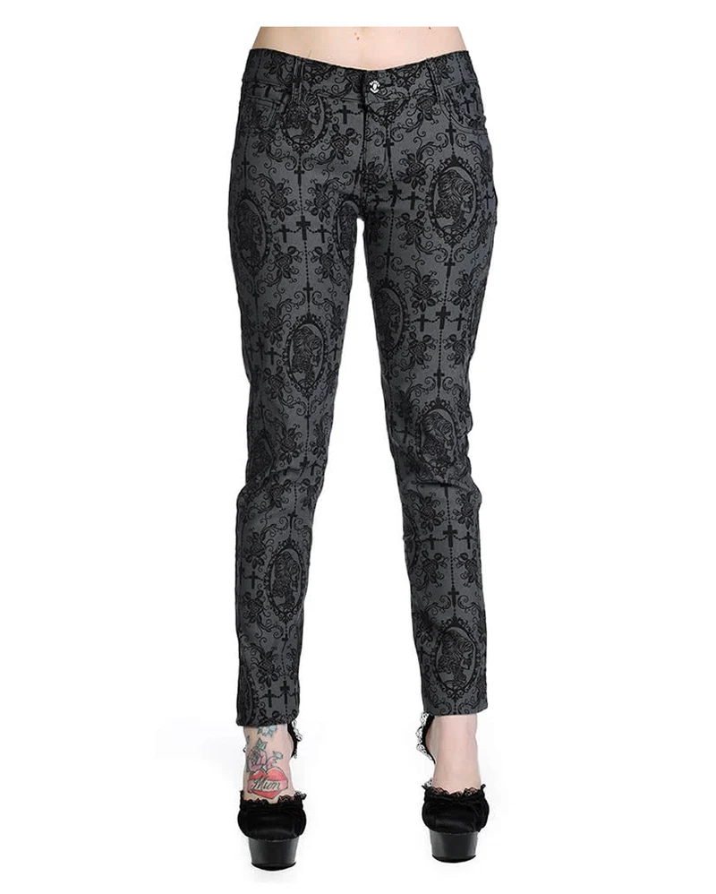 Gothic Stretchjeans grau