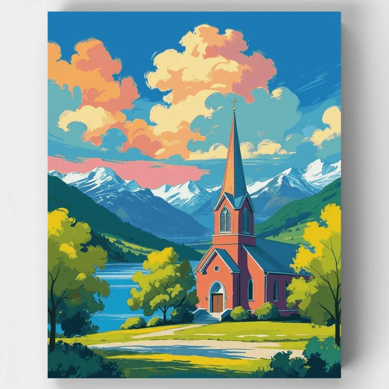 Christchurch Church by the Lake - Paint by Numbers Kit