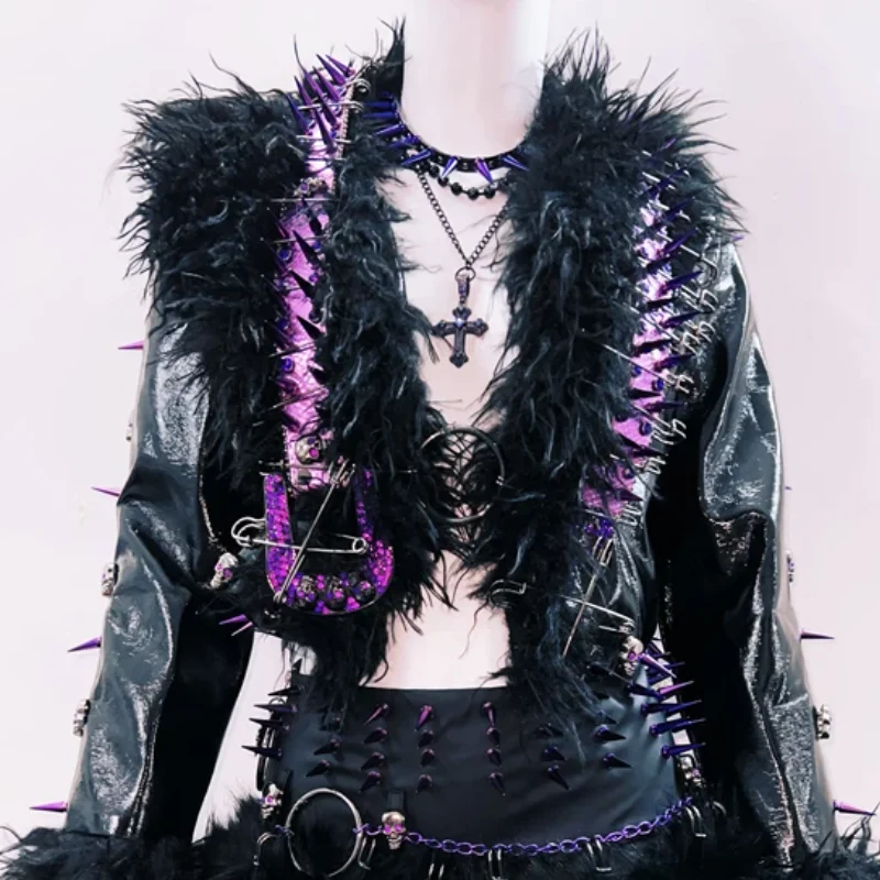 Rhinestone o ring fluffy long sleeve top