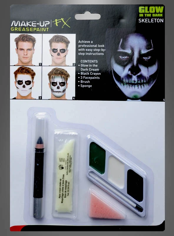 Leuchtendes Skelett Makeup Set