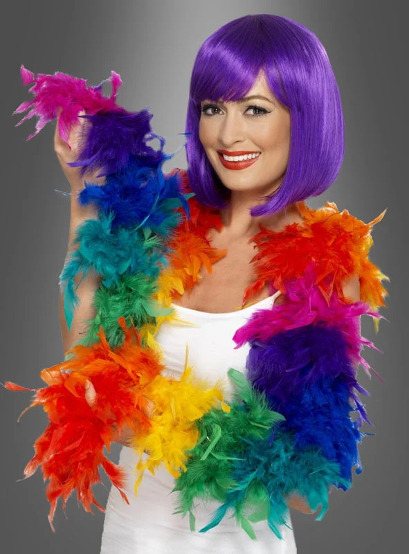 Bunte Federboa Regenbogenfarben 190 cm