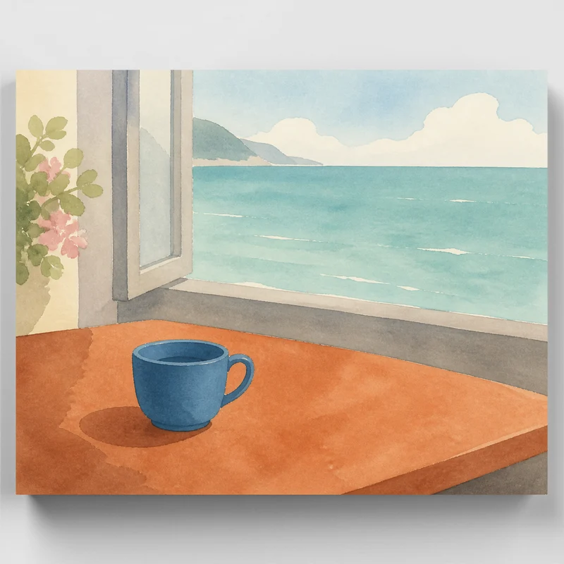 Sea View Coffee Cup - Paint by Numbers Kit