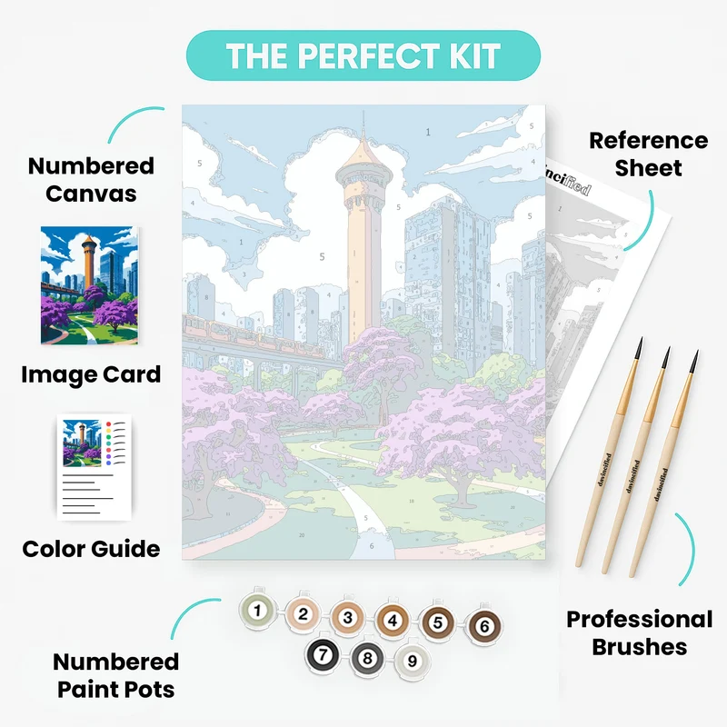 Johannesburg City Park with Jacaranda Trees - Paint by Numbers Kit