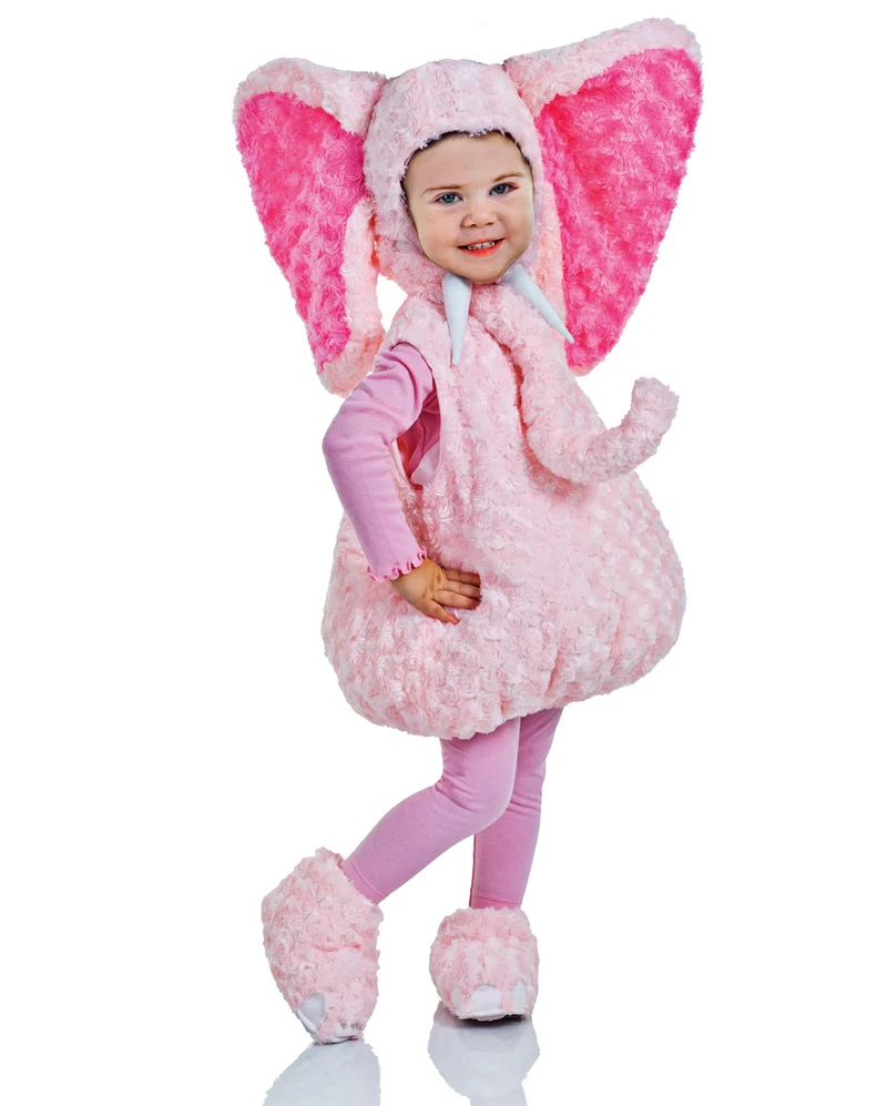 Rosa Plüschelefanten Kleinkinderkostüm