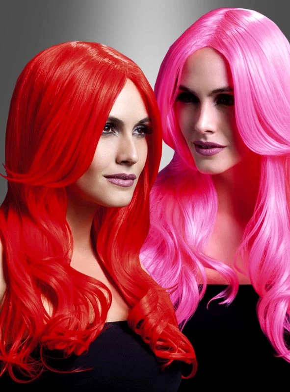 Khloe Langhaarperücke Pink oder Rot