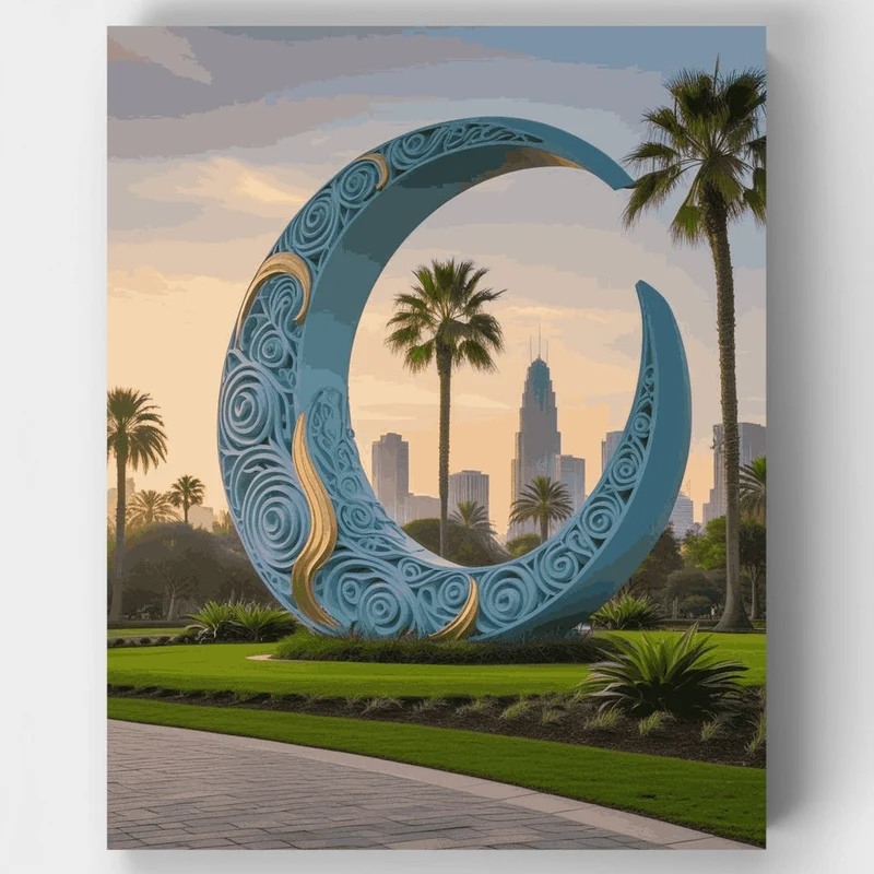Dubai Crescent Moon Sculpture - Paint by Numbers Kit