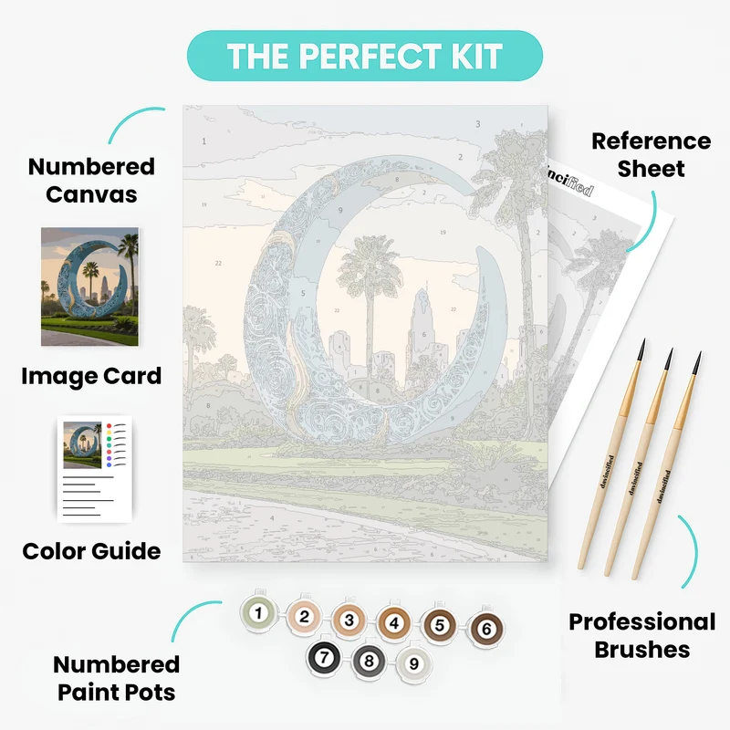 Dubai Crescent Moon Sculpture - Paint by Numbers Kit