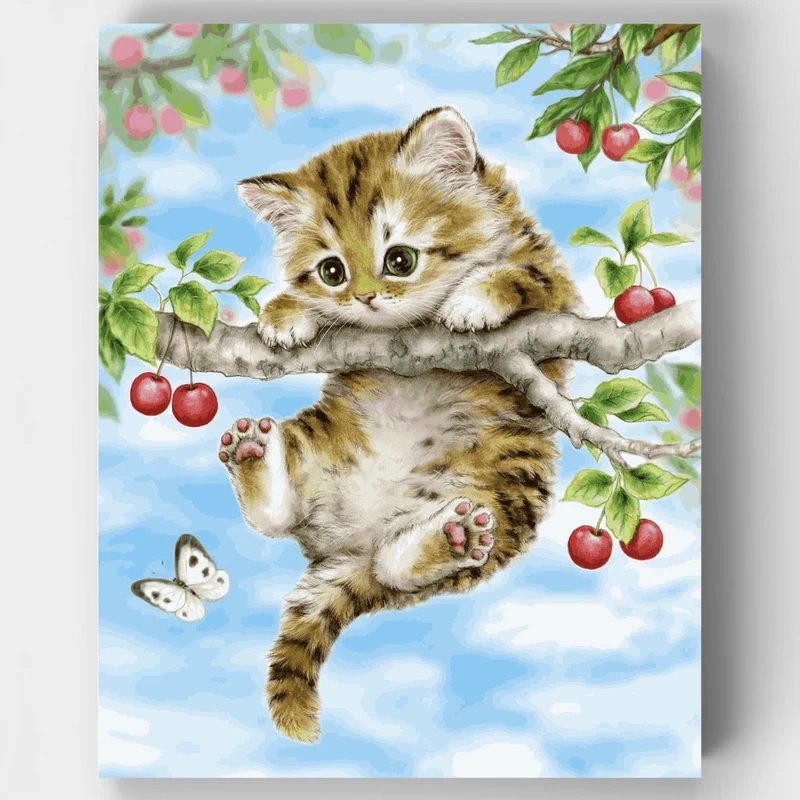 Cherry Kitten - Paint by Numbers Kit