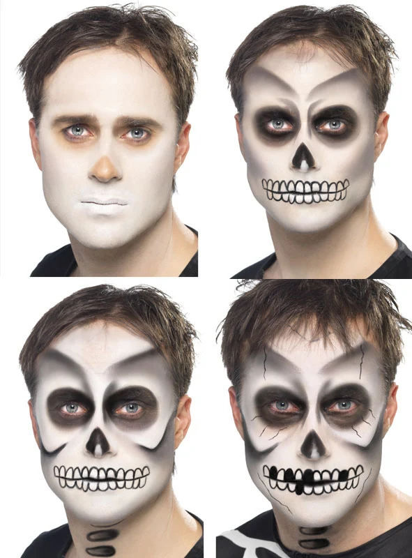Skelett Make-up Schmink-Set schwarz-weiß