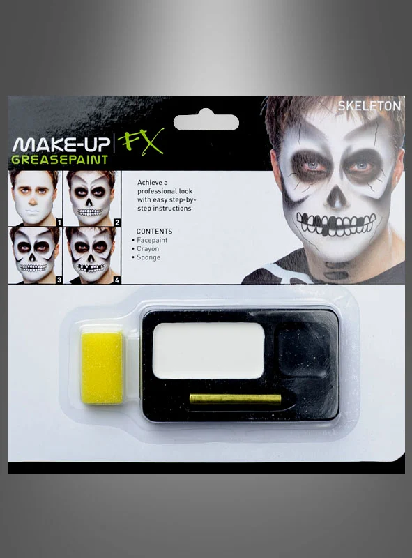 Skelett Make-up Schmink-Set schwarz-weiß