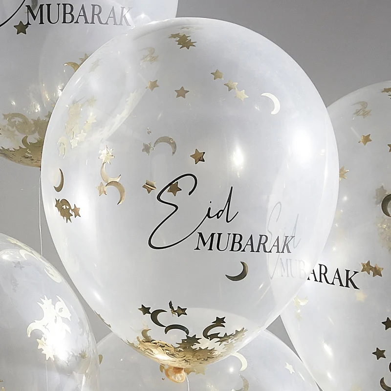 Konfetti-Ballons Ø 30 cm "Eid Mubarak" 5 Stk.