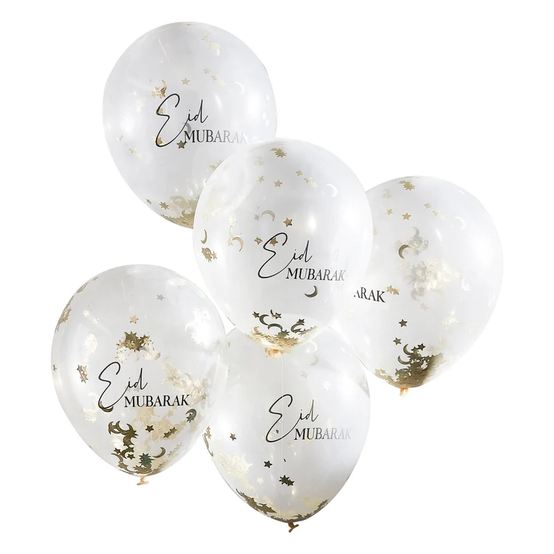 Konfetti-Ballons Ø 30 cm "Eid Mubarak" 5 Stk.