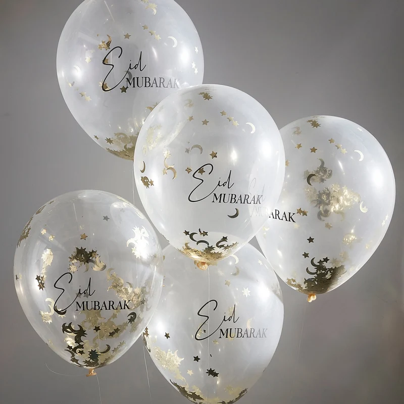 Konfetti-Ballons Ø 30 cm "Eid Mubarak" 5 Stk.