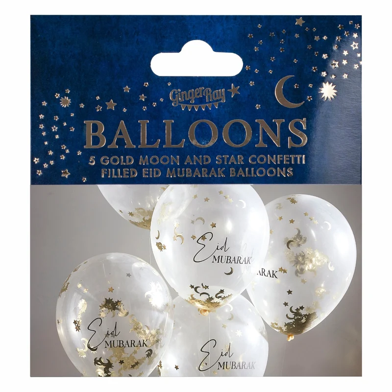 Konfetti-Ballons Ø 30 cm "Eid Mubarak" 5 Stk.