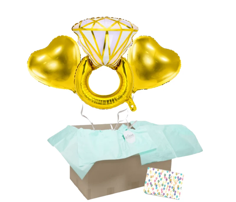 Heliumballon-Geschenk Verlobungsring Gold