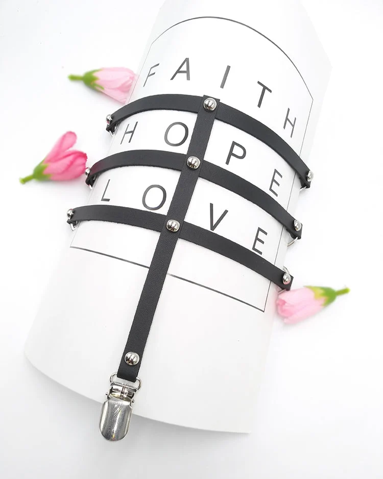 PU leather rivet thigh band