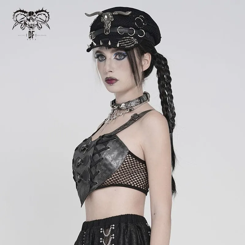 Punk-Bustier mit Herzmotiv, Schnalle und Reißverschluss für Damen