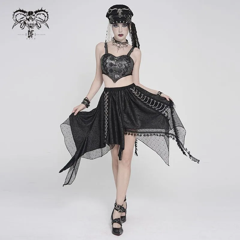 Punk-Bustier mit Herzmotiv, Schnalle und Reißverschluss für Damen