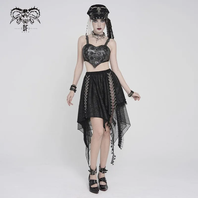 Punk-Bustier mit Herzmotiv, Schnalle und Reißverschluss für Damen