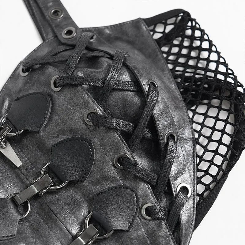 Punk-Bustier mit Herzmotiv, Schnalle und Reißverschluss für Damen