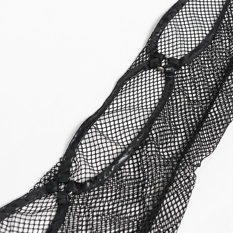Punk-Fledermaus-Kreuz-Mesh-Top für Damen