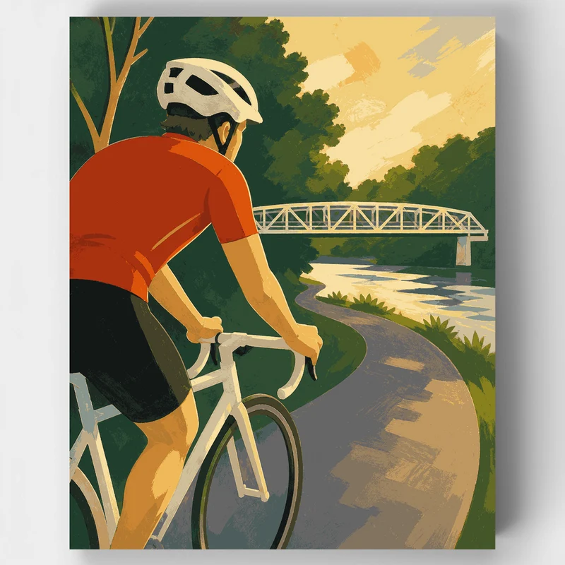 Riverside Trail Cyclist - Paint by Numbers Kit