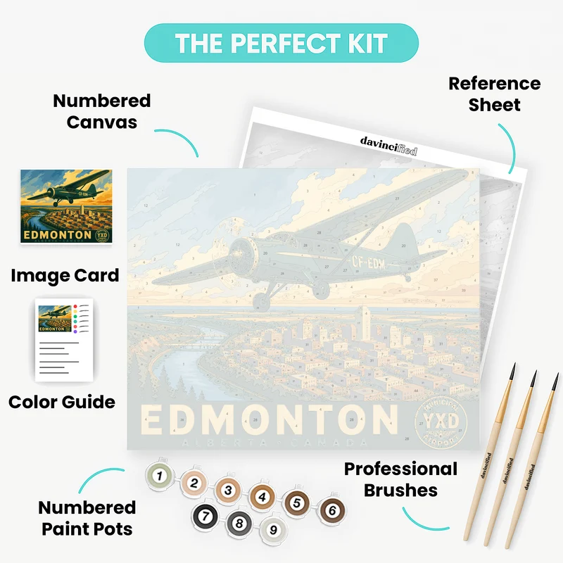 Vintage Airplane Over Edmonton - Paint by Numbers Kit