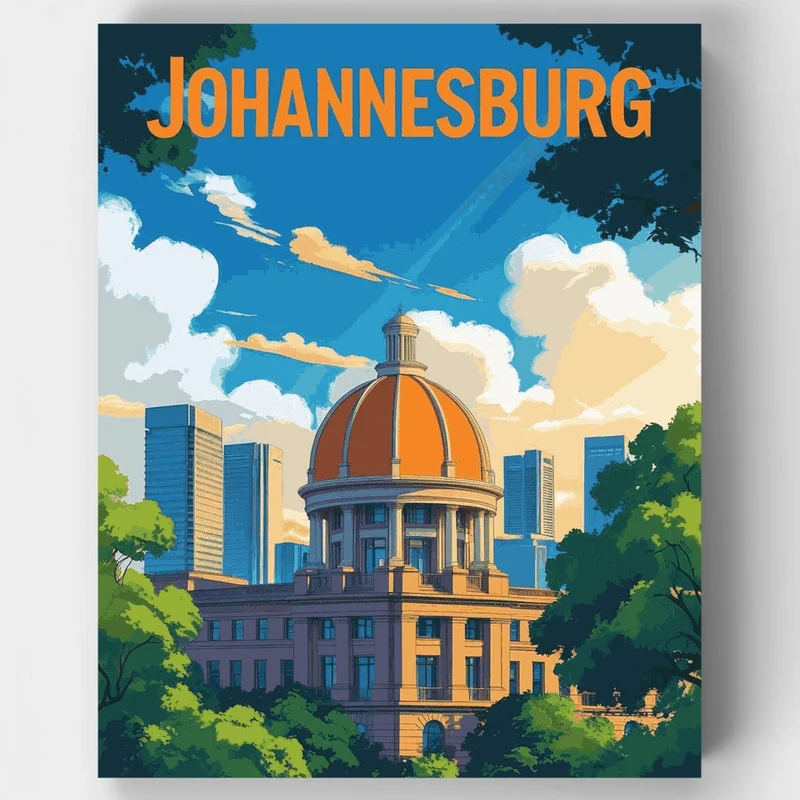 Johannesburg Domed Landmark & City Skyline - Paint by Numbers Kit