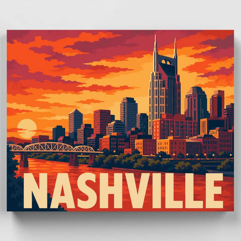 Nashville Sunset Skyline - Paint by Numbers Kit
