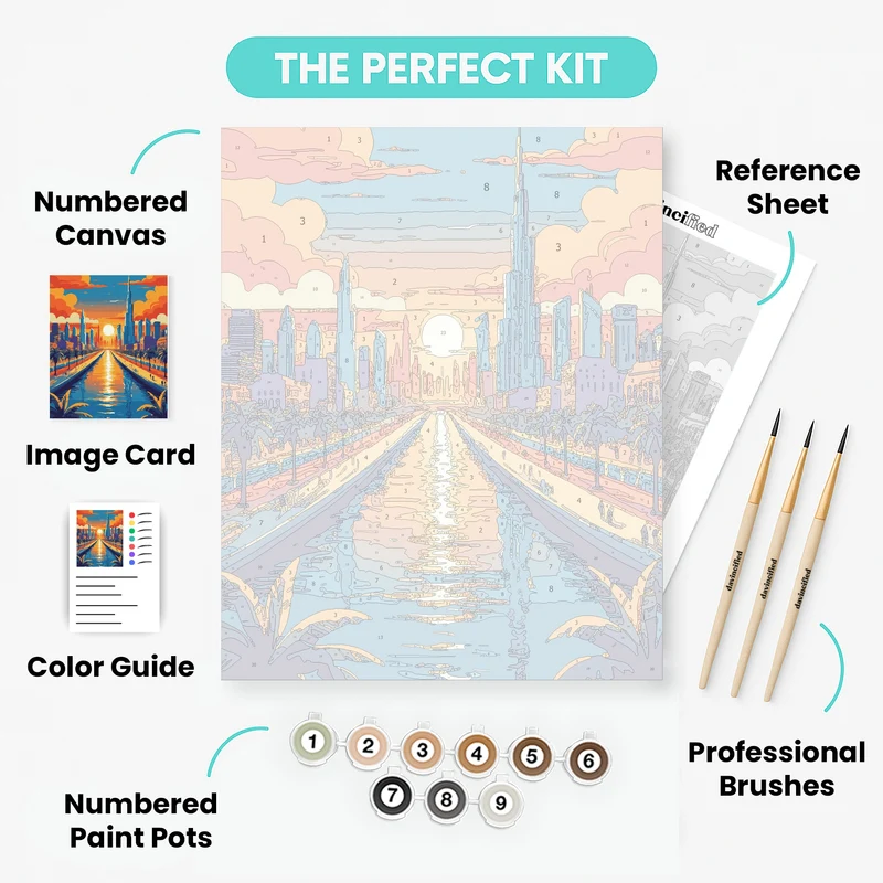 Dubai Canal Sunset - Paint by Numbers Kit