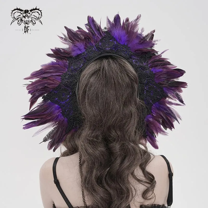 Gothic-Damenhut mit Federaufkleber