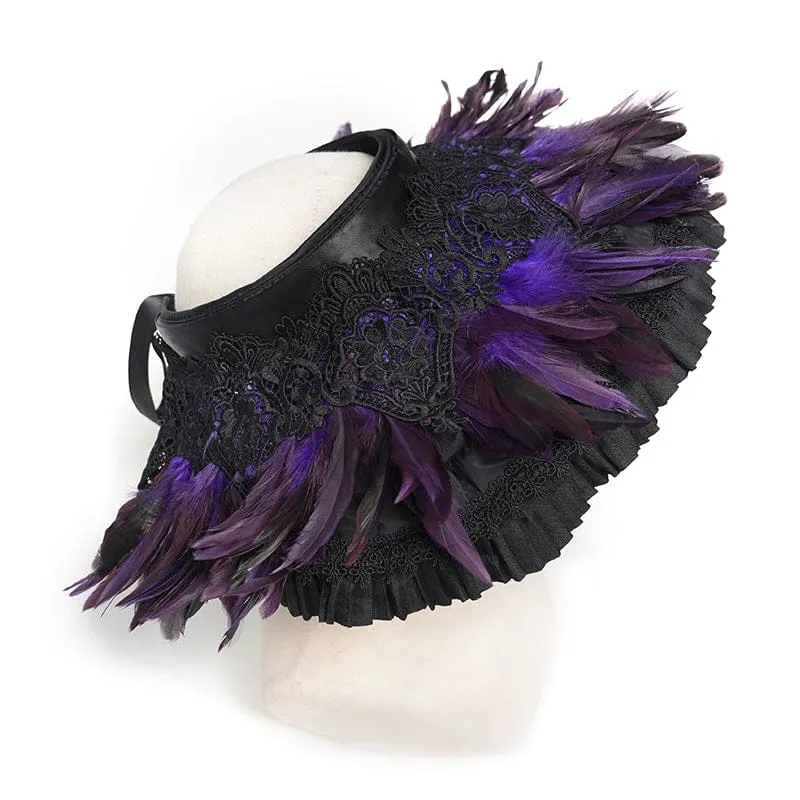Gothic-Damenhut mit Federaufkleber