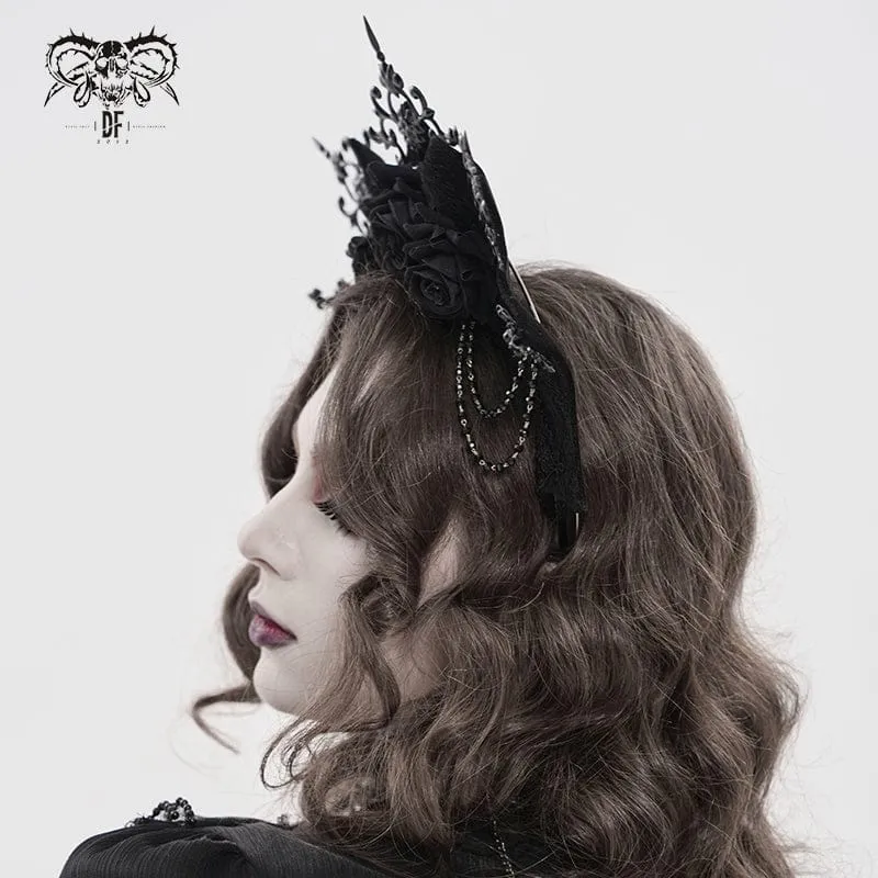 Gothic-Kopfschmuck für Damen mit Rosenmotiv, Stacheln und Perlen