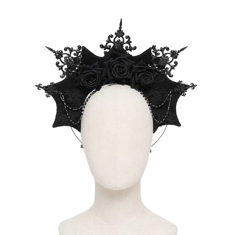 Gothic-Kopfschmuck für Damen mit Rosenmotiv, Stacheln und Perlen