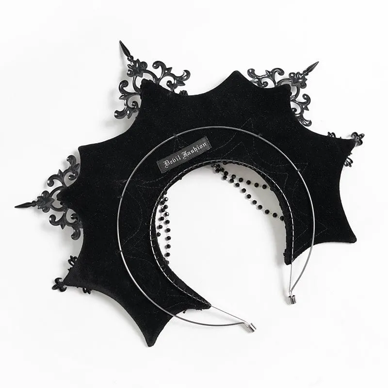 Gothic-Kopfschmuck für Damen mit Rosenmotiv, Stacheln und Perlen