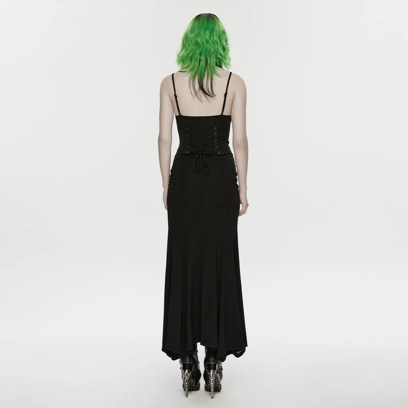 Punk-Slipkleid für Damen mit Schnürung und Mesh-Einsätzen