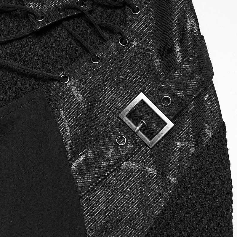 Punk-Slipkleid für Damen mit Schnürung und Mesh-Einsätzen