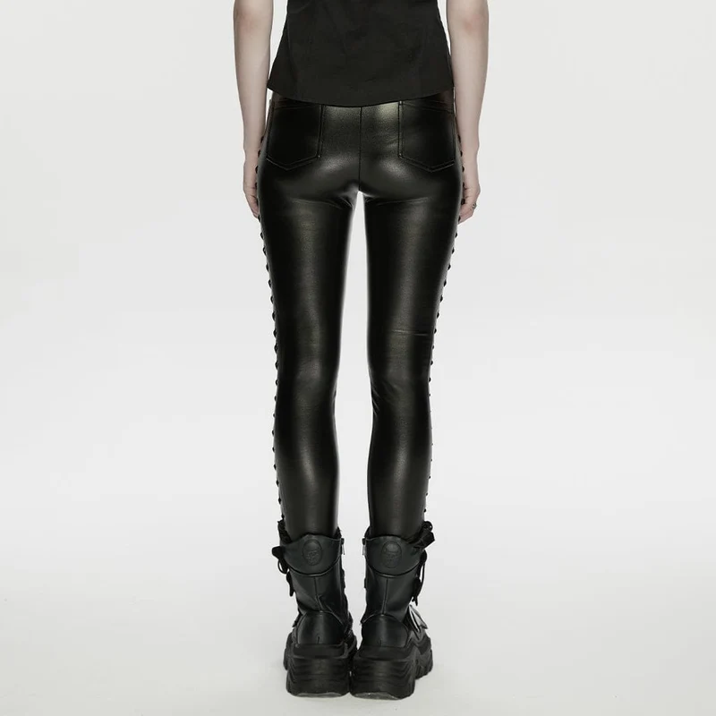 Punk-Leggings für Damen mit Nieten und Kordelzug