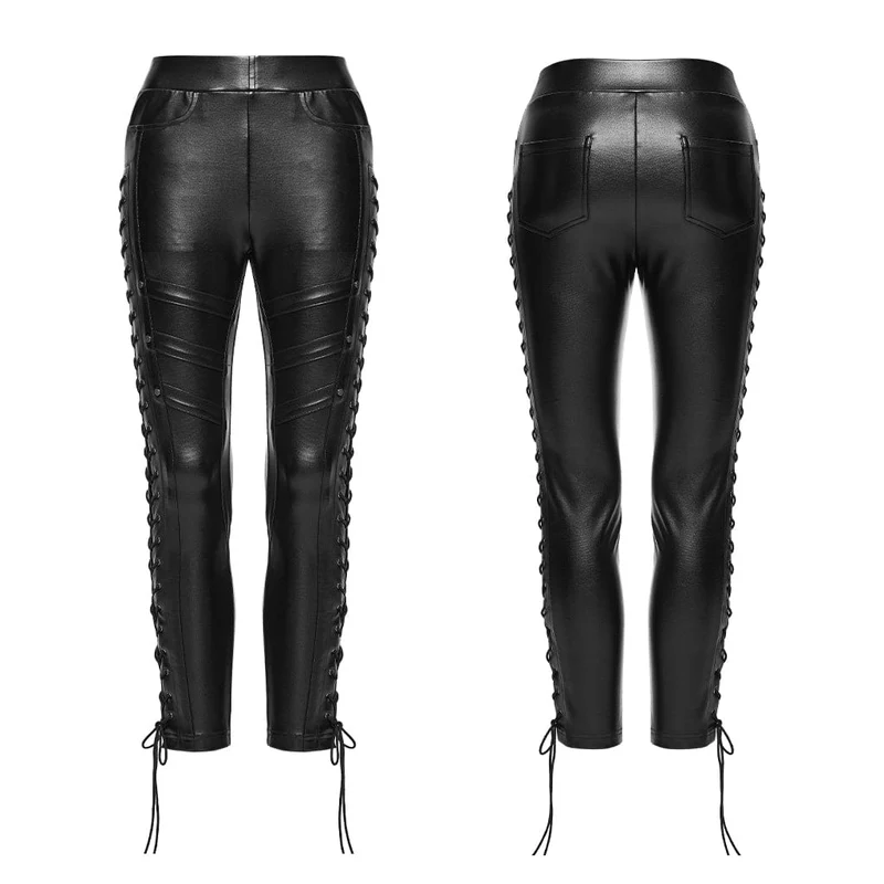 Punk-Leggings für Damen mit Nieten und Kordelzug