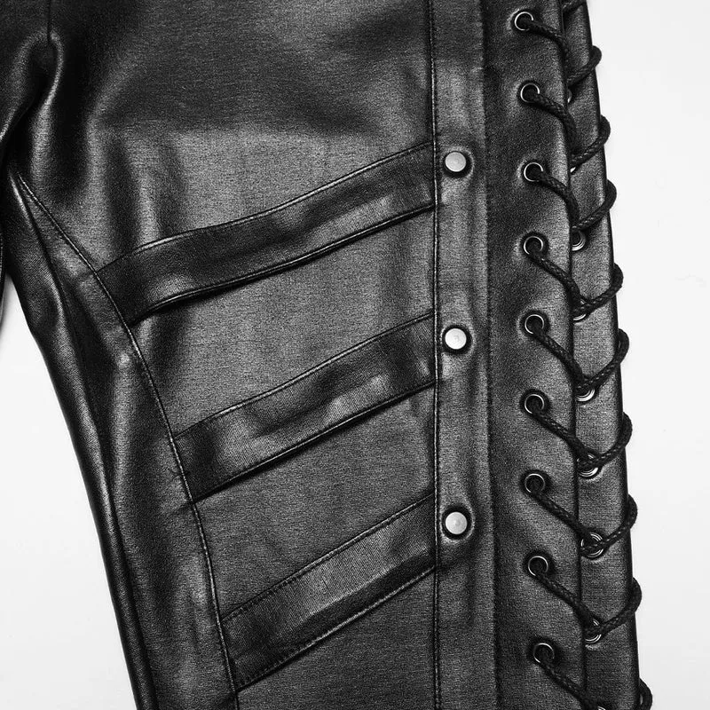 Punk-Leggings für Damen mit Nieten und Kordelzug