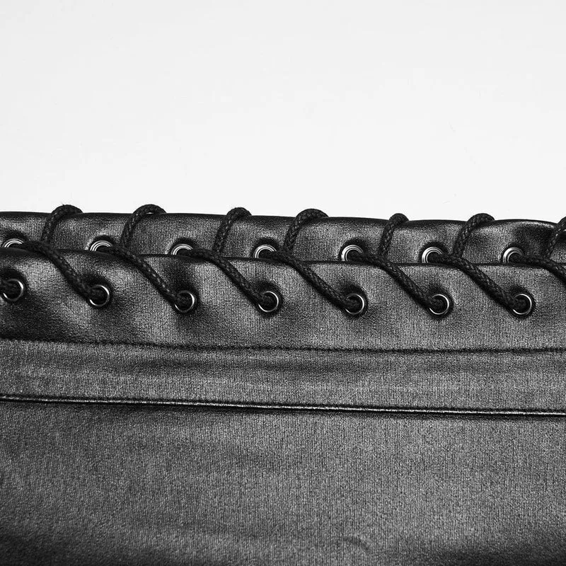 Punk-Leggings für Damen mit Nieten und Kordelzug