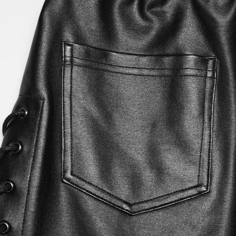 Punk-Leggings für Damen mit Nieten und Kordelzug